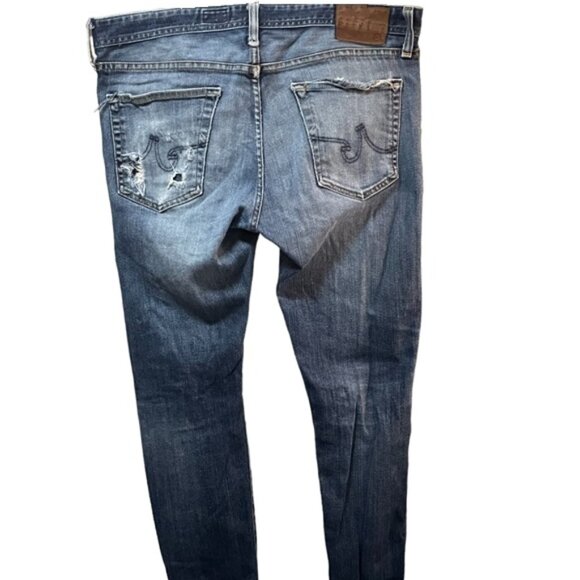 Ag Adriano Goldschmied Modern Slim Straight Distressed Destroyed Jeans - Picture 5 of 9